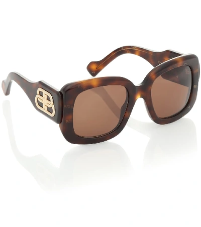Shop Balenciaga Paris Square Acetate Sunglasses In Brown