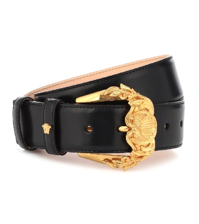 Shop Versace Leather Belt In Black