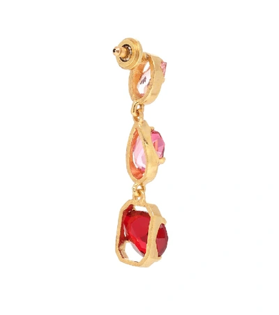 Shop Oscar De La Renta Crystal-embellished Drop Earrings In Pink