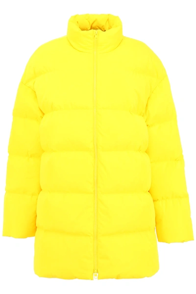 Shop Calvin Klein Established 1978 Maxi Puffer Jacket With Logo In Yellow