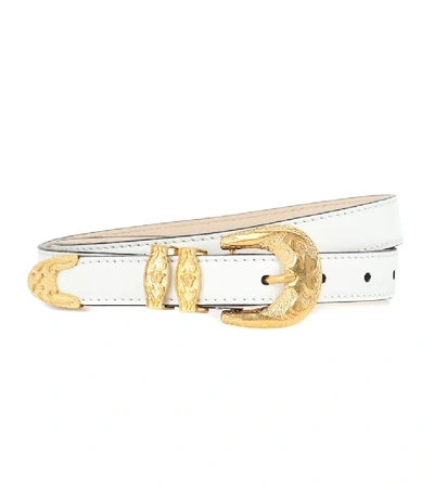 Shop Versace Leather Belt In White