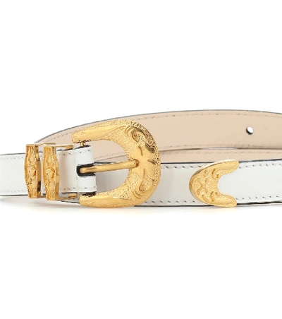 Shop Versace Leather Belt In White