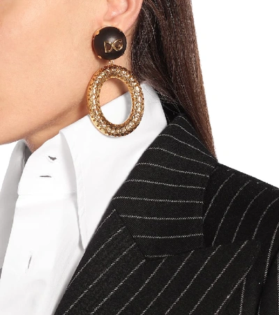 Shop Dolce & Gabbana Logo Clip-on Hoop Earrings In Gold