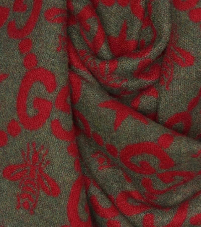 Shop Gucci Wool Blanket In Multicoloured