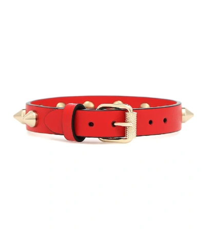 Shop Christian Louboutin Loubilink Leather Bracelet In Red