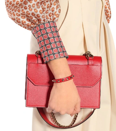 Shop Christian Louboutin Loubilink Leather Bracelet In Red