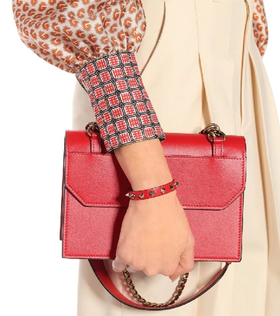 Christian Louboutin Loublink Studded Leather Bracelet In Red