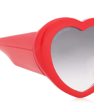 Shop Balenciaga Susi Heart-shaped Sunglasses In Red