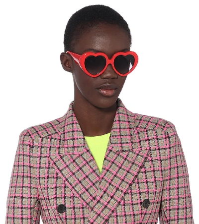 Shop Balenciaga Susi Heart-shaped Sunglasses In Red