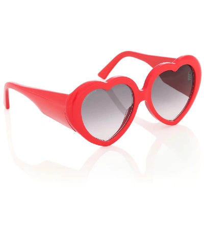 Shop Balenciaga Susi Heart-shaped Sunglasses In Red