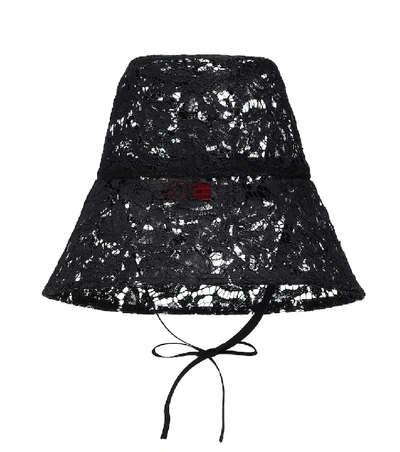 Shop Valentino Lace Bucket Hat In Black