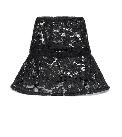 Shop Valentino Lace Bucket Hat In Black