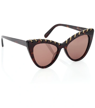 Shop Stella Mccartney Falabella Chain Cat-eye Sunglasses In Brown