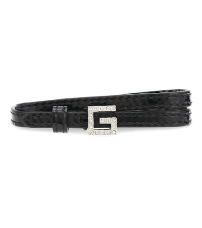 Shop Gucci Square G Patent Leather Choker In Black