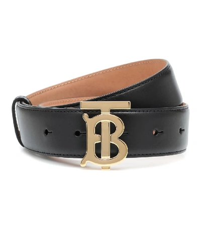 Burberry Black Tb Monogram Belt In Black/light Gold | ModeSens