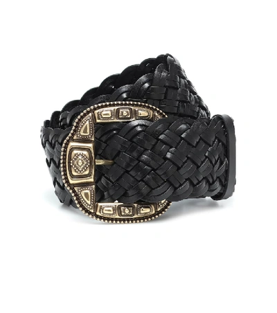 Shop Etro Braided Leather Belt In Black