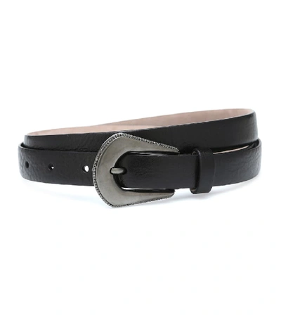 Shop Brunello Cucinelli Leather Belt In Black