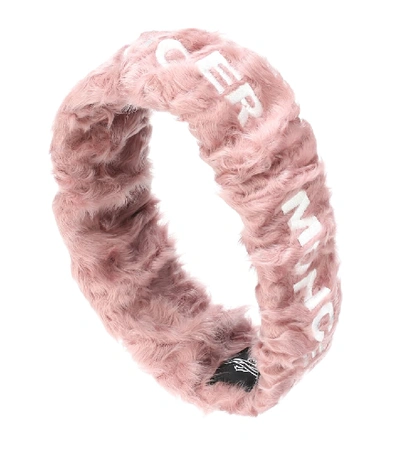 Shop Moncler Shearling Headband In Pink