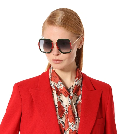 Shop Gucci Square Sunglasses In Multicoloured