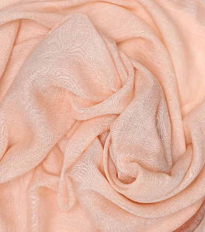 Shop Agnona Cashmere And Linen Scarf In Pink