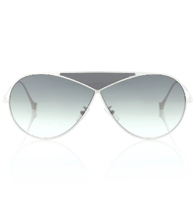 Shop Loewe Pilot Puzzle Sunglasses In Silver