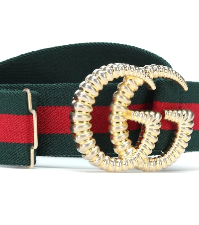 Shop Gucci Gg Striped Web Belt In Multicoloured