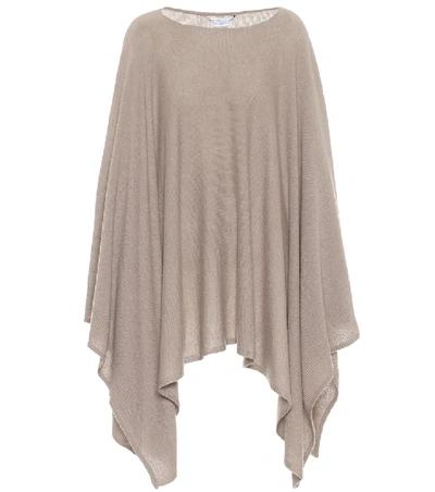 Shop Agnona Cashmere-blend Poncho In Beige