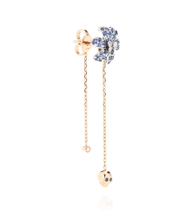 Shop Gucci Flora Earrings With Sapphires In Gold
