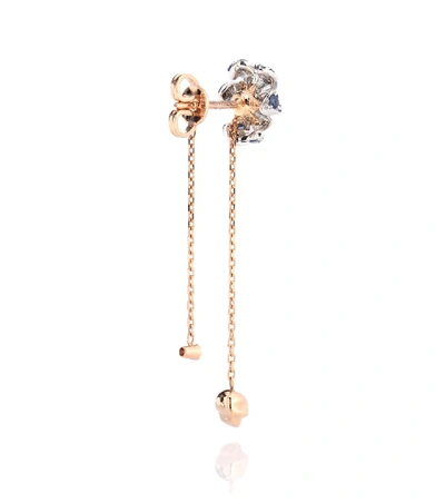 Shop Gucci Flora Earrings With Sapphires In Gold