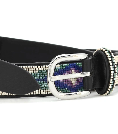 Shop Isabel Marant Elsa Beaded Leather Belt In Black