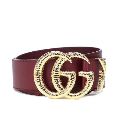 Shop Gucci Gg Leather Belt In Red