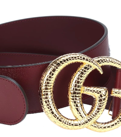 Shop Gucci Gg Leather Belt In Red