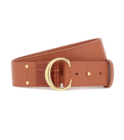 Shop Chloé C Leather Belt In Brown