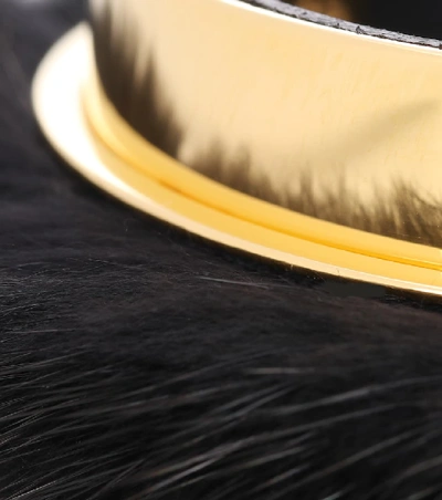 Shop Marni Fur-trimmed Bangle In Gold