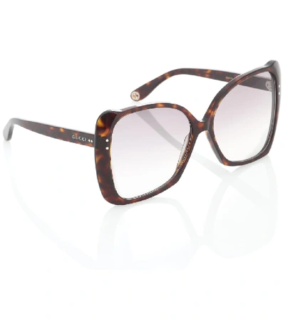 Shop Gucci Oversized Square Sunglasses In Brown