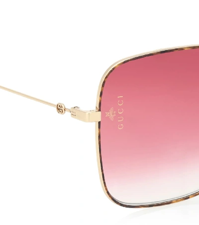 Shop Gucci Oversized Square Sunglasses In Gold