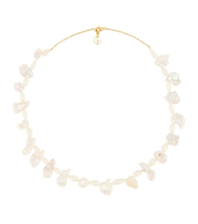 Shop Anissa Kermiche Shelly Pearl And 18kt Gold Necklace In White
