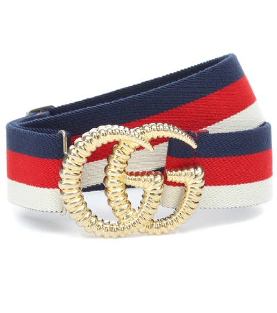 Shop Gucci Gg Striped Web Belt In Multicoloured