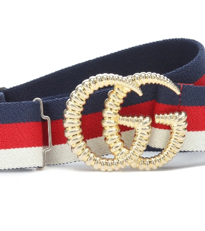 Shop Gucci Gg Striped Web Belt In Multicoloured