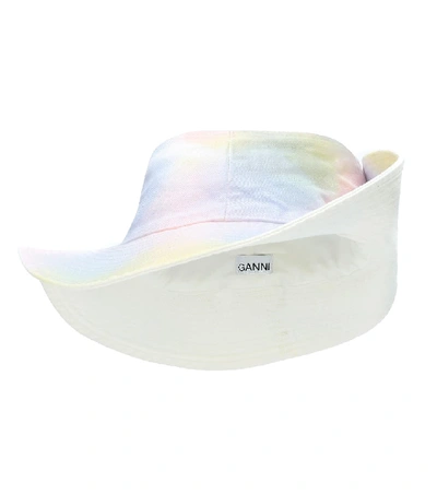 Shop Ganni Tie-dye Denim Bucket Hat In Multicoloured