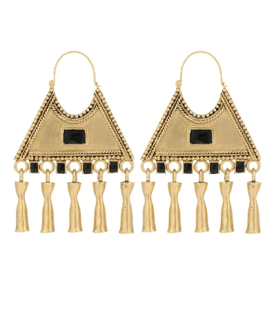 Shop Saint Laurent Triangle Charm Earrings In Gold