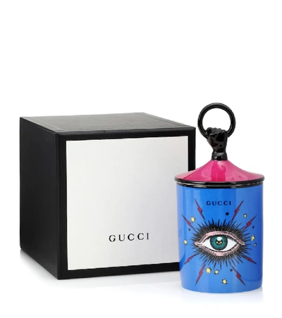 Shop Gucci Fumus Star Eye Scented Candle In Blue