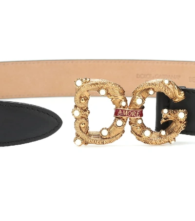 Shop Dolce & Gabbana Dg Amore Logo Leather Belt In Black