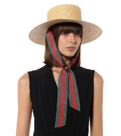 Shop Gucci Paper Straw Hat In Beige