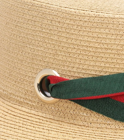 Shop Gucci Paper Straw Hat In Beige