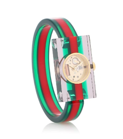 Shop Gucci Embellished Plexiglas® Watch In Multicoloured