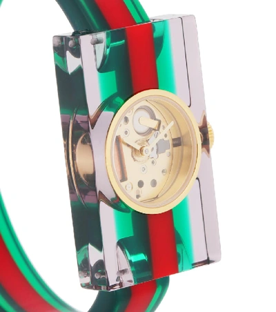 Shop Gucci Embellished Plexiglas® Watch In Multicoloured