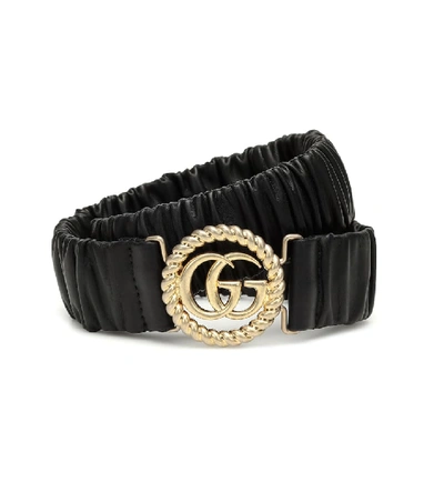 Shop Gucci Gg Stretch-leather Belt In Black