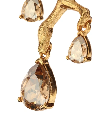 Shop Oscar De La Renta Crystal Embellished Clip On Earrings In Gold