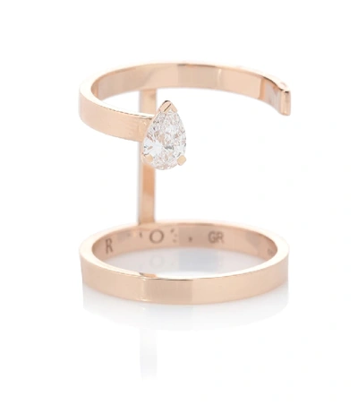 Shop Repossi Serti Sur Vide 18kt Rose Gold Ring With Pear Diamond